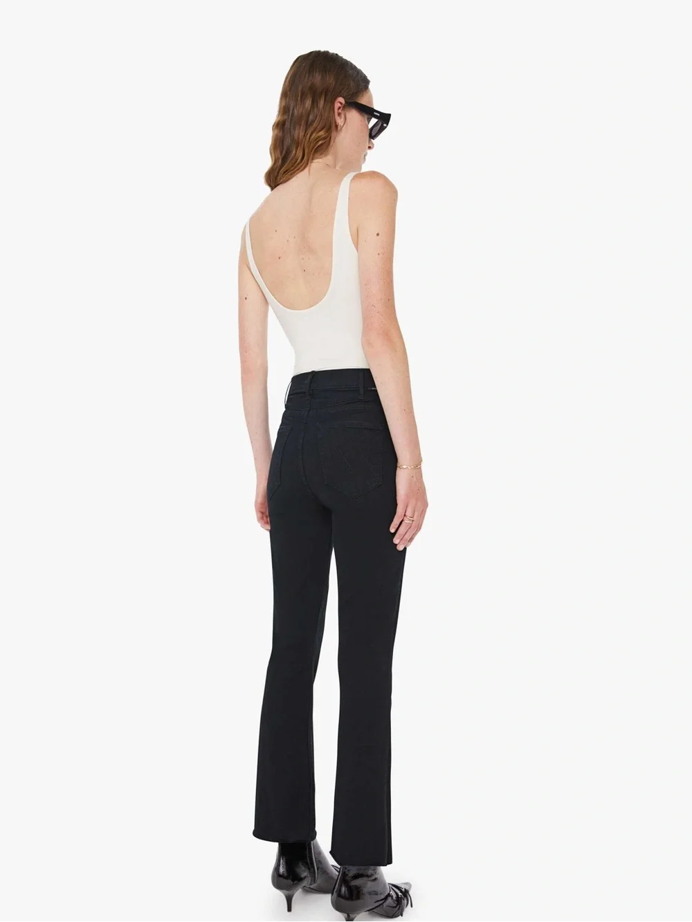MOTHER THE HUSTLER BLACK ANKLE FRAY IN NOT GUILTY WASH SIZE 25